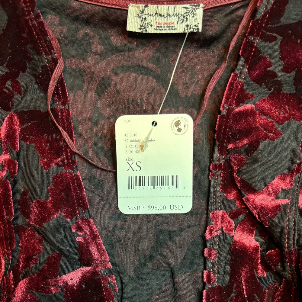 NWT Intimately Free People Magic Hour Velvet Bodysuit Burgundy holiday b… - Picture 8 of 10